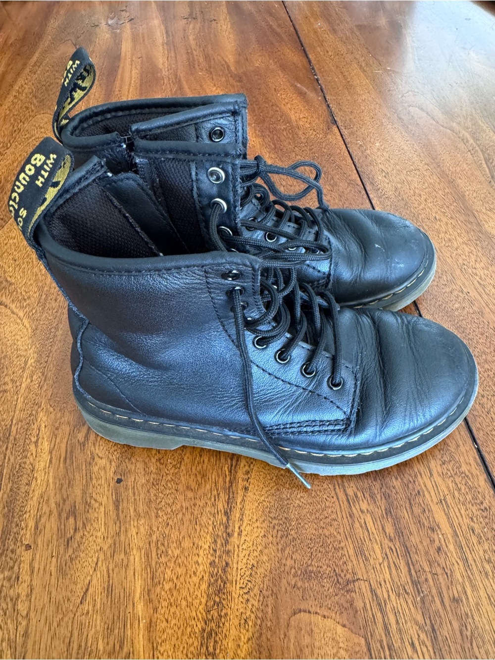 Dr. Marten’s Black Leather Lace-Up Combat Boots Kids Size 1